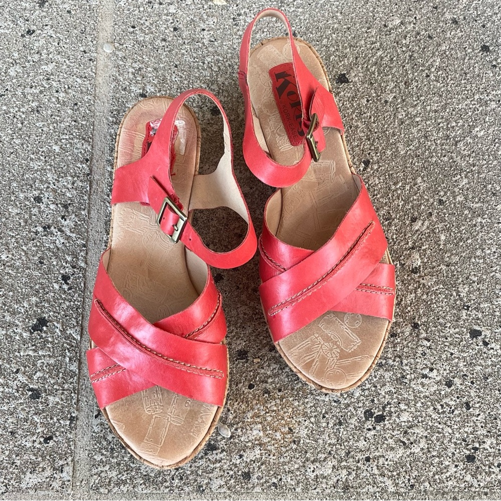 KORK-EASE Brenda Rose Open-Toe Kirk Wedged Sandals Open Toe Sz 8 READ - Picture 9 of 15